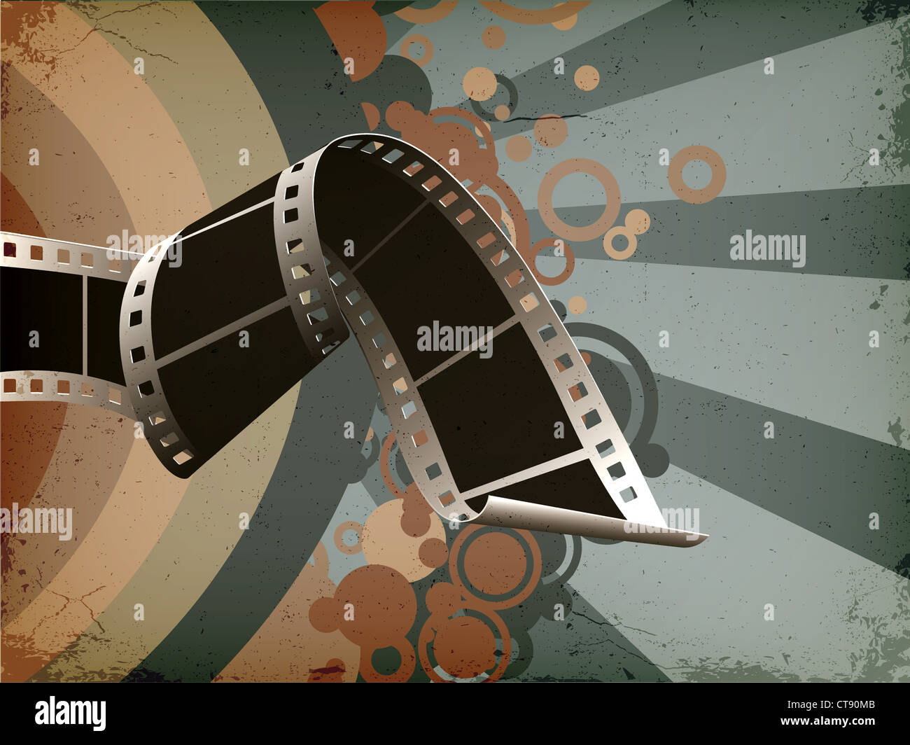 La striscia del film con sfondo grunge illustrazione vettoriale Foto Stock