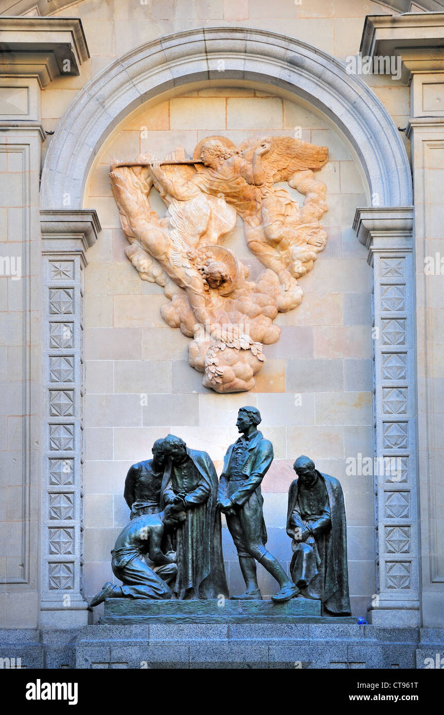 Barcellona, Spagna. Placa Garriga ho Bachs - Memorial (1929) Barcellona con l'vittime delle guerre napoleoniche. Foto Stock