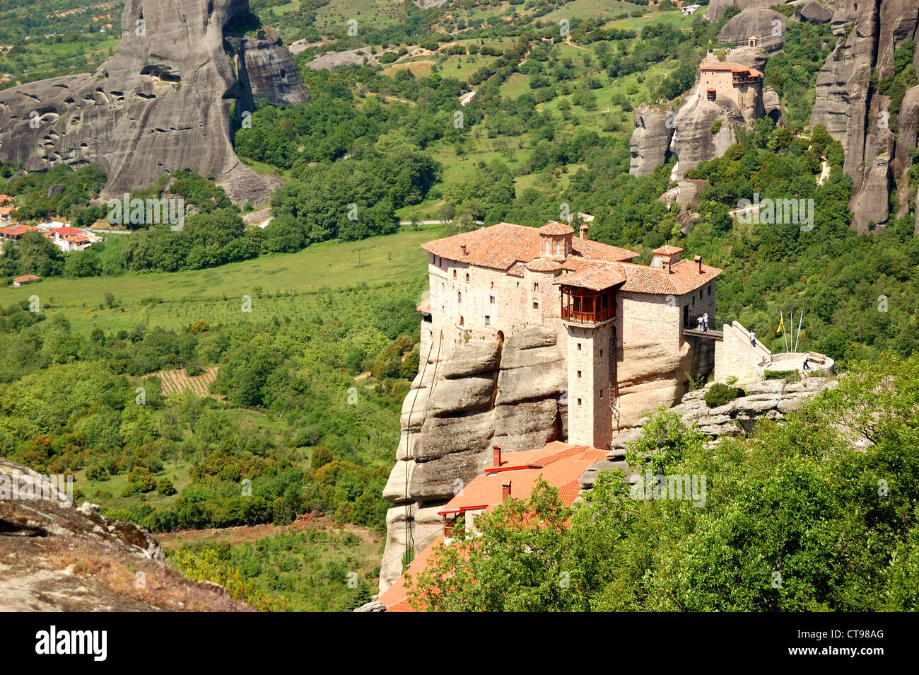 Vista da sopra sulla Rousannou - Santa Barbara monastero, Grecia Foto Stock
