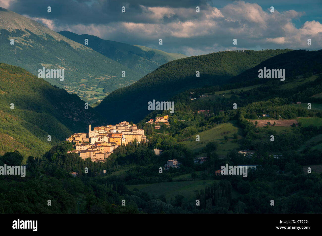 Vista di Preci, Umbria, Italia. Foto Stock