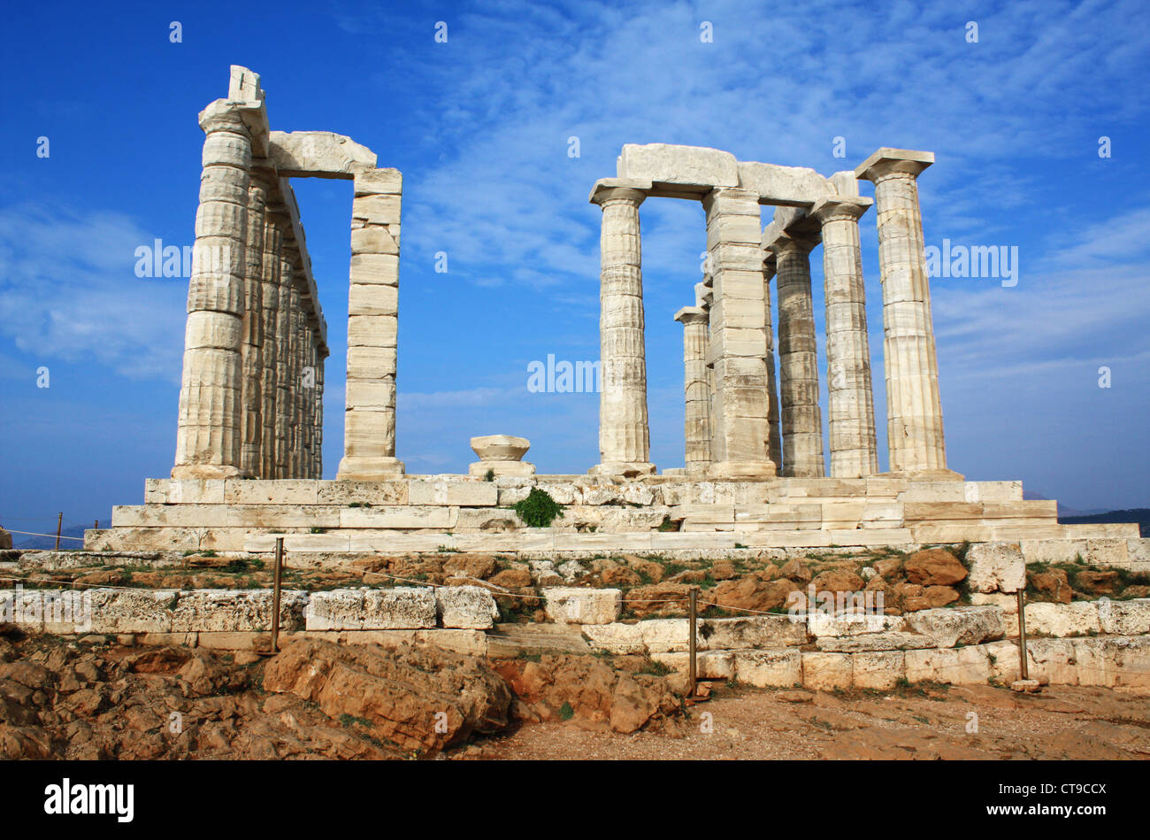 Tempio di Poseidone vicino ad Atene, Grecia Foto Stock