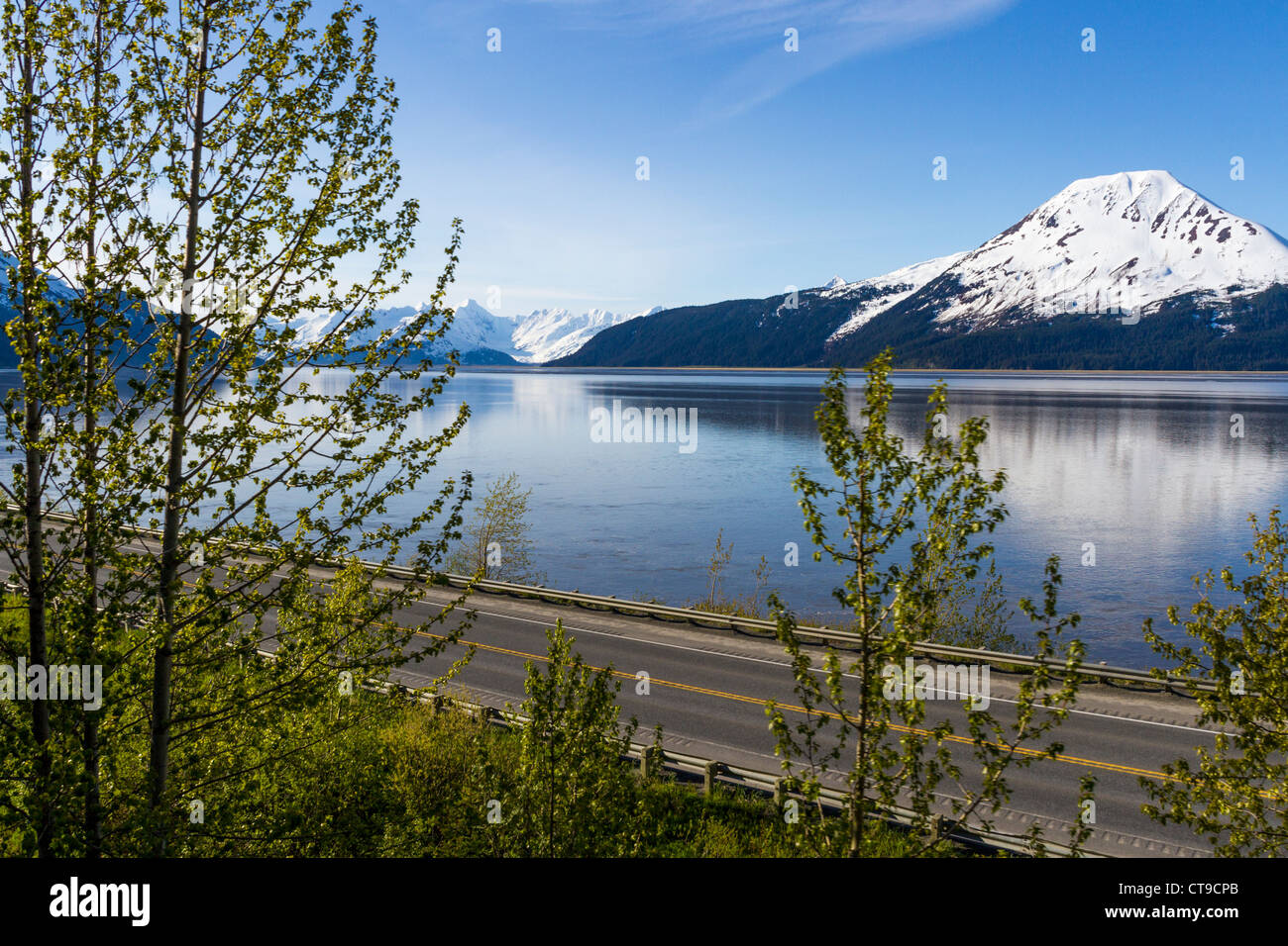 Alaska strada costiera tra Anchorage e Seward, Alaska. Foto Stock