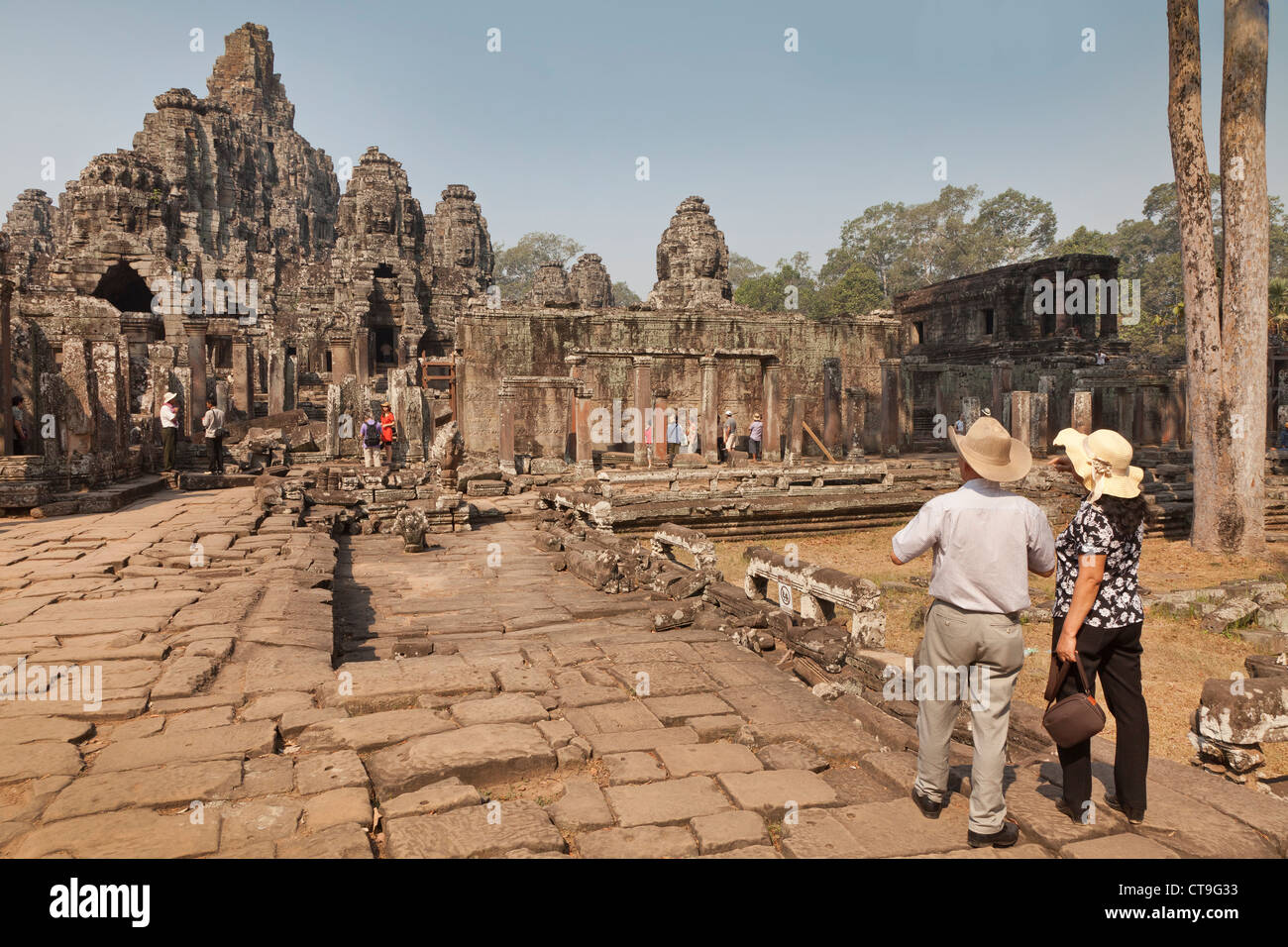 Tempio Bayon rovine, Angkor, Siem Reap Provincia, Cambogia, Foto Stock