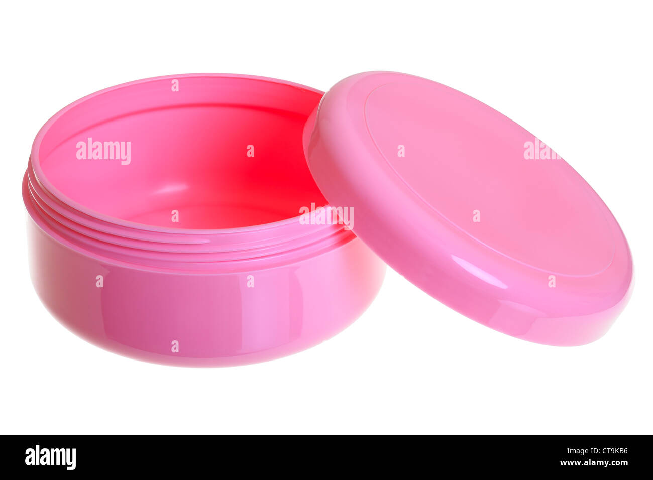 Una plastica crema rosa contenitore isolato su bianco , DFF immagine, Adobe RGB Foto Stock