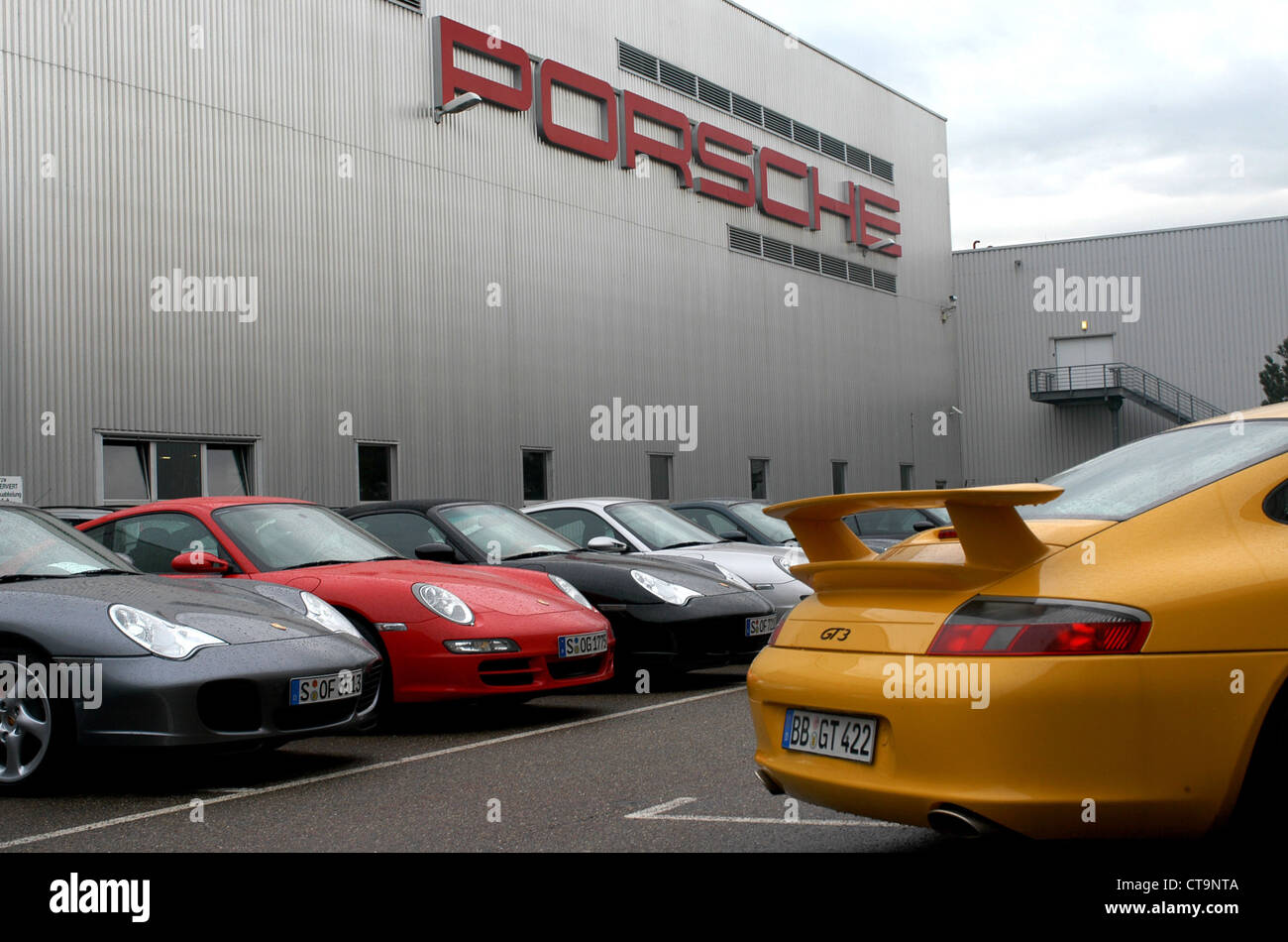 Flotta Porsche a Stoccarda Foto Stock