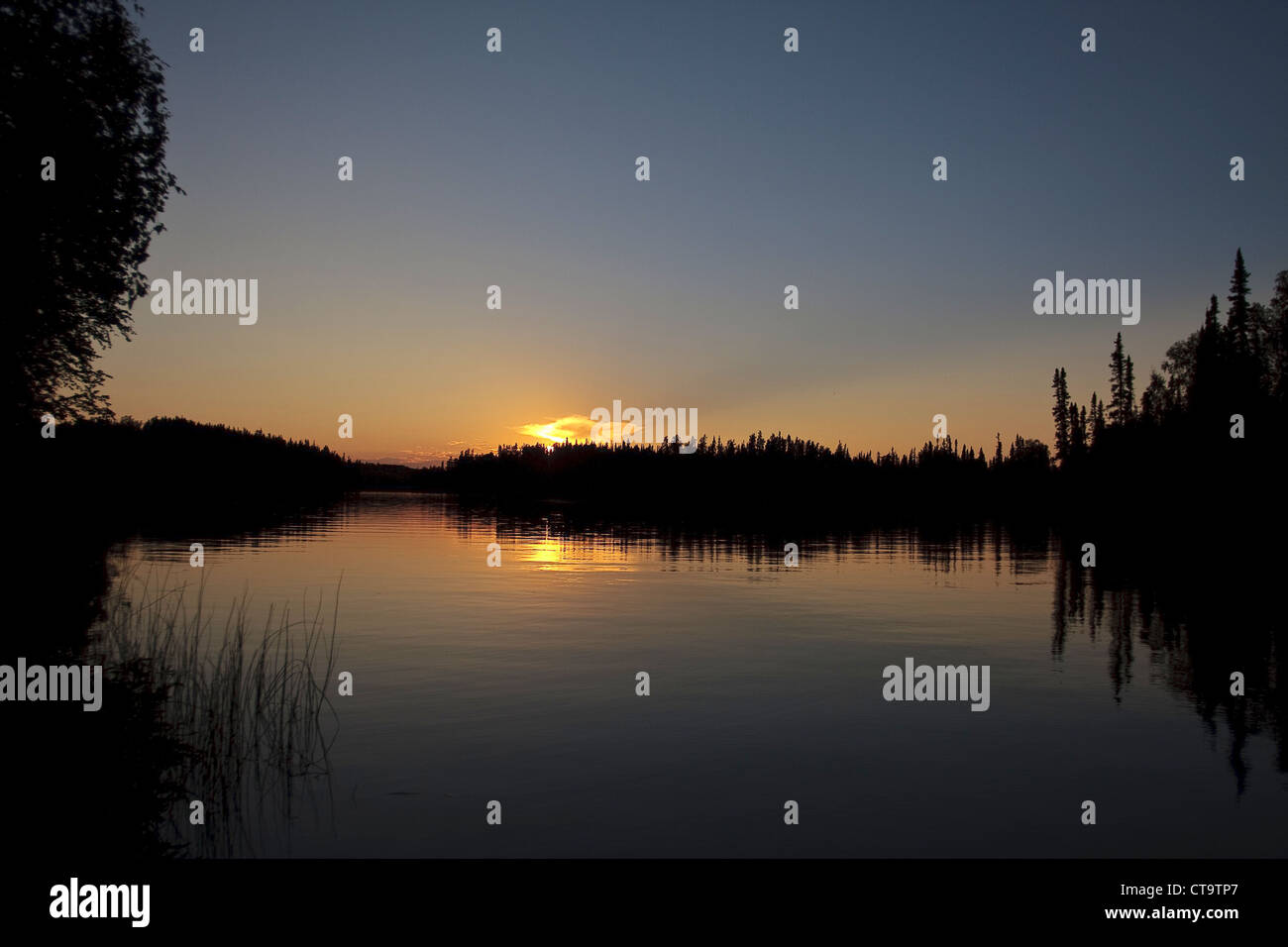 Northern Saskatchewan tramonto. Foto Stock