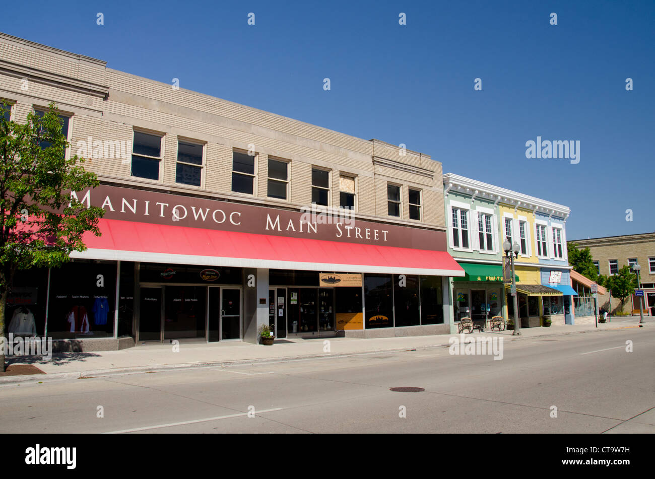 Wisconsin, Manitowoc. Il centro storico di Manitowoc, 8th Street. Foto Stock