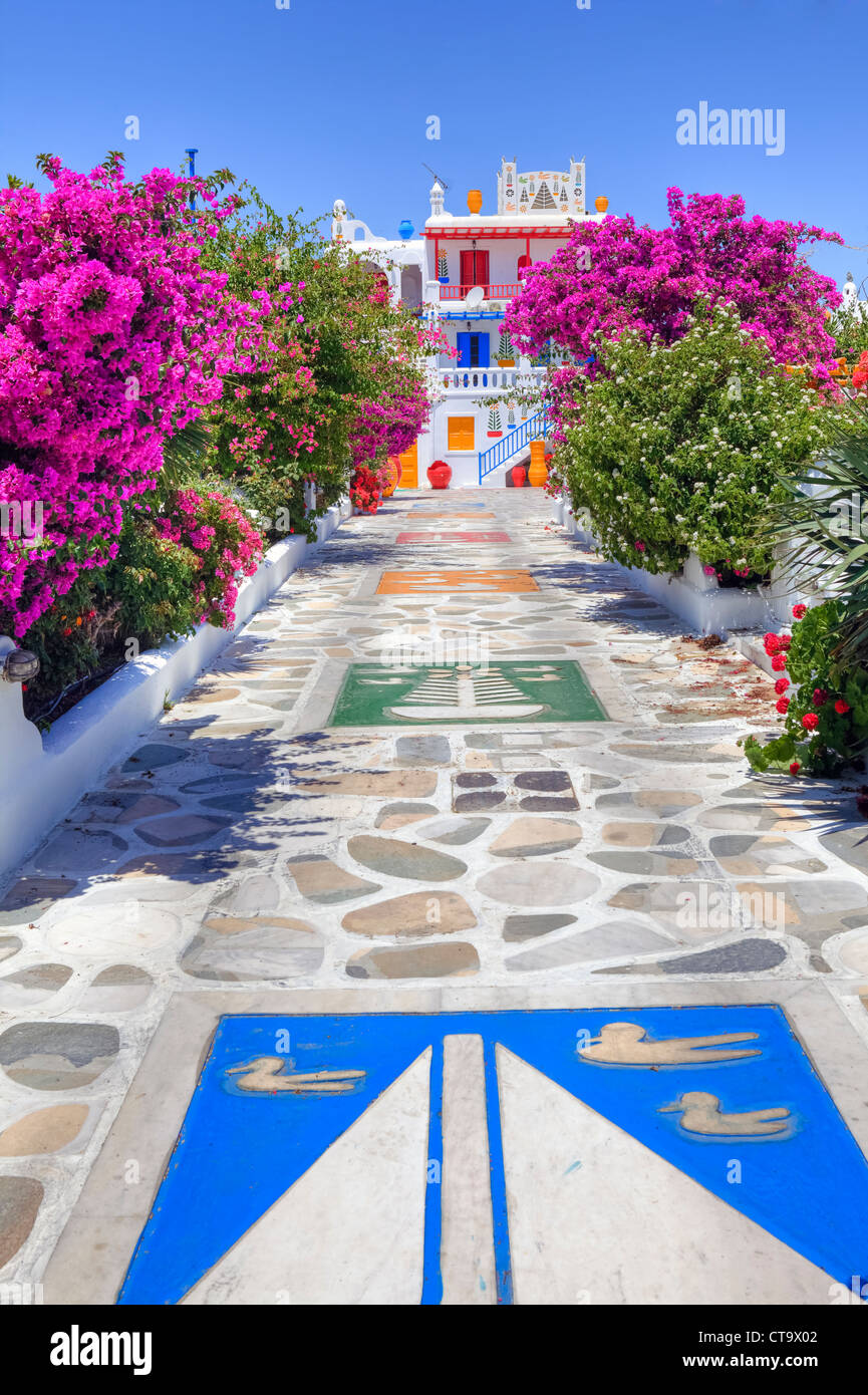 Casa Colorata a Mykonos, Grecia Foto Stock