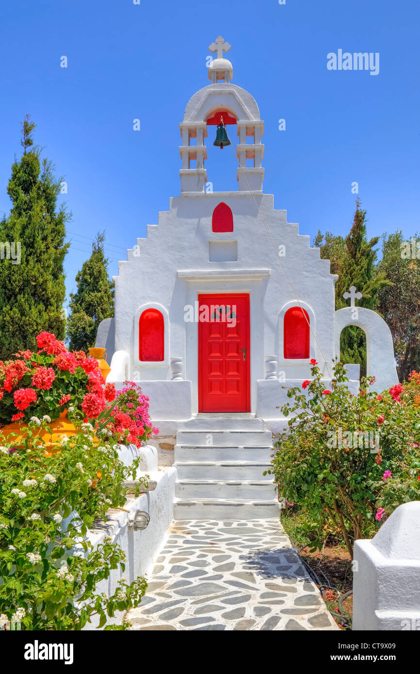 Cappella privata a Mykonos, Grecia Foto Stock