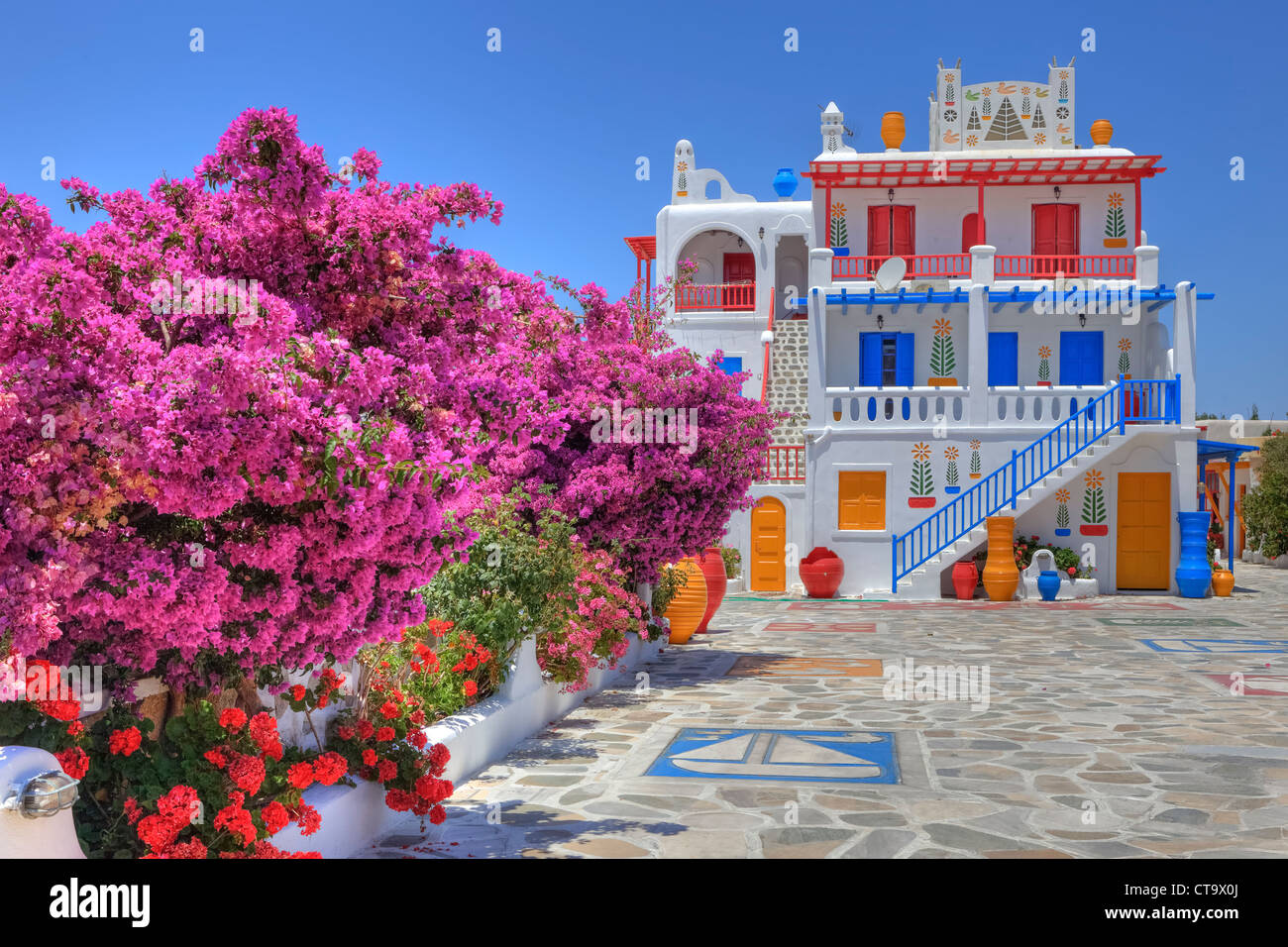 Casa Colorata a Mykonos, Grecia Foto Stock