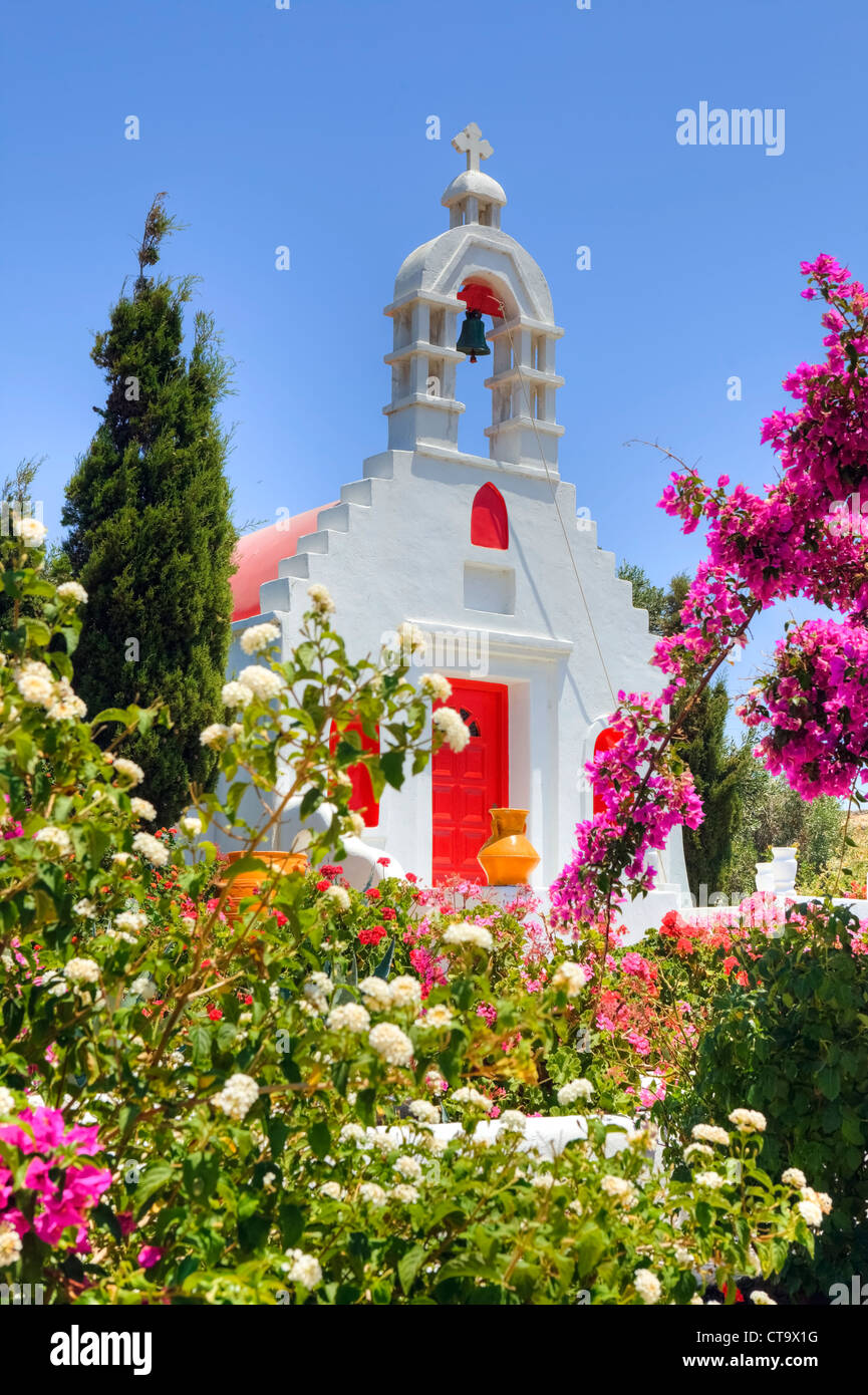 Cappella privata a Mykonos, Grecia Foto Stock
