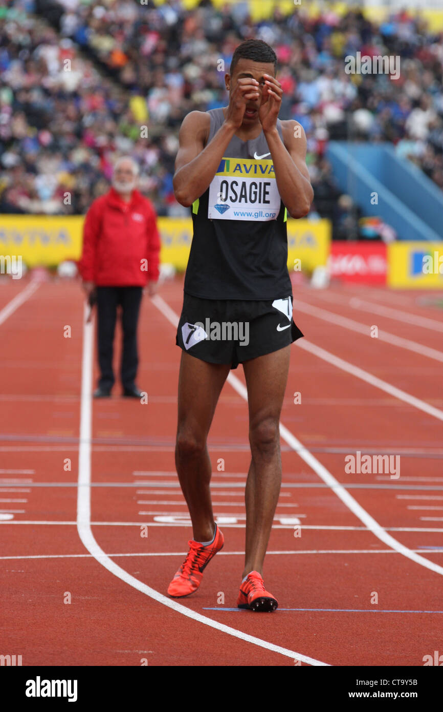 Andrew OSAGIE in 800 metri al AVIVA 2012 Londra Grand Prix al Crystal Palace di Londra, Inghilterra. Foto Stock