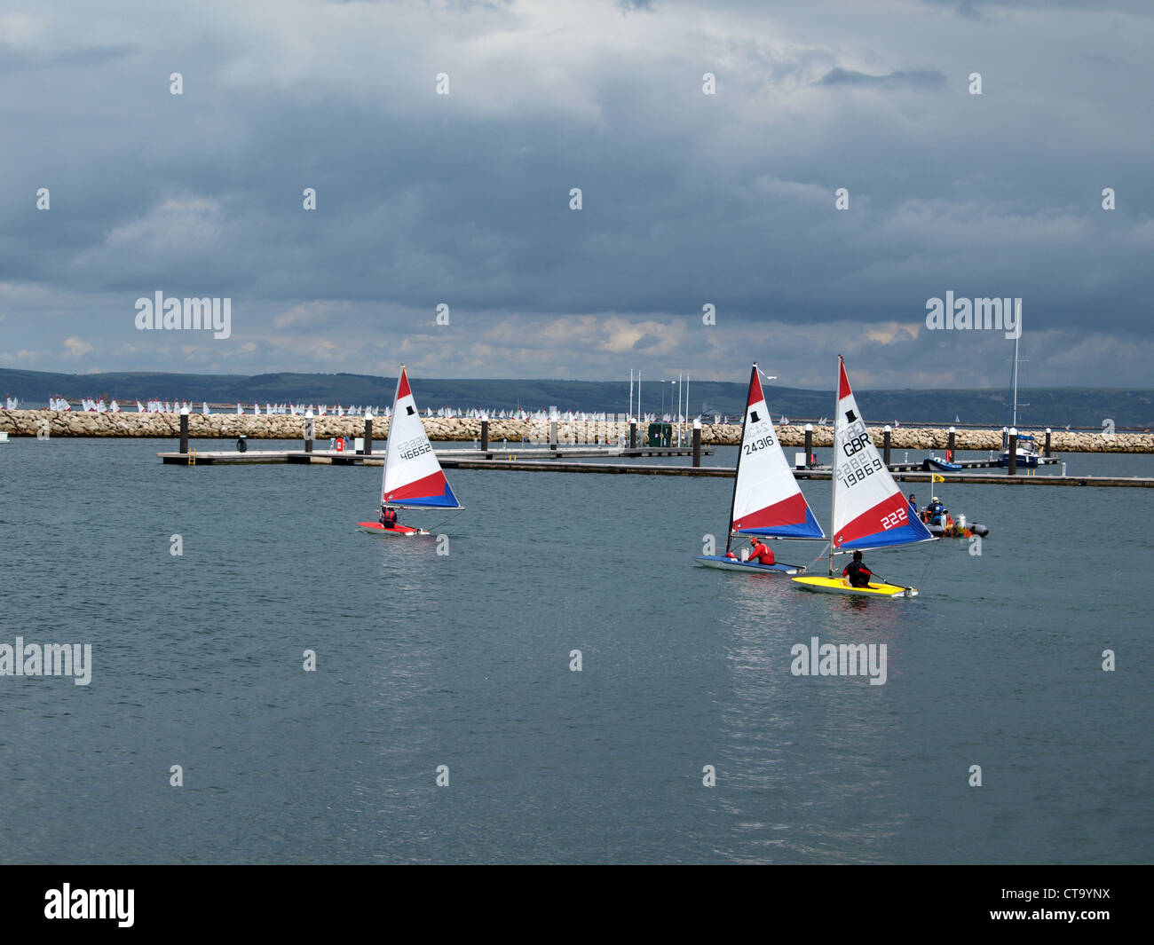 Scuole nazionali Associazione Vela regata di Weymouth e Portland National Sailing Academy, Luglio 2012 Foto Stock