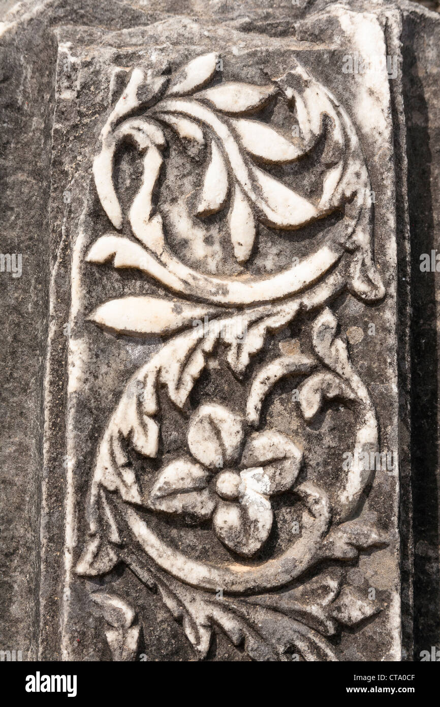 Pietra scolpita in dettaglio il Workshop di Pheidias, Olympia, Grecia Foto Stock