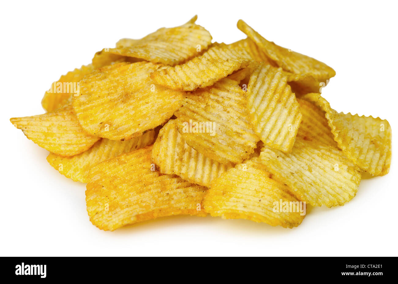 Potato Chips isolati su sfondo bianco Foto Stock