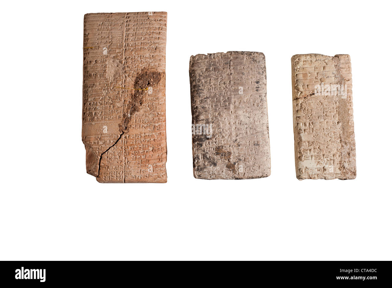3 Il cuneiforme tavolette di argilla con testo economico circa il 2000 A.C. Foto Stock