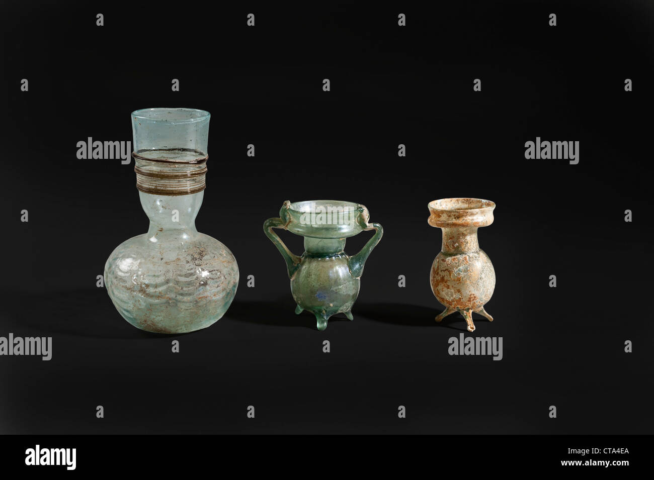 Contenitore di vetro dal IV secolo d.c. Foto Stock