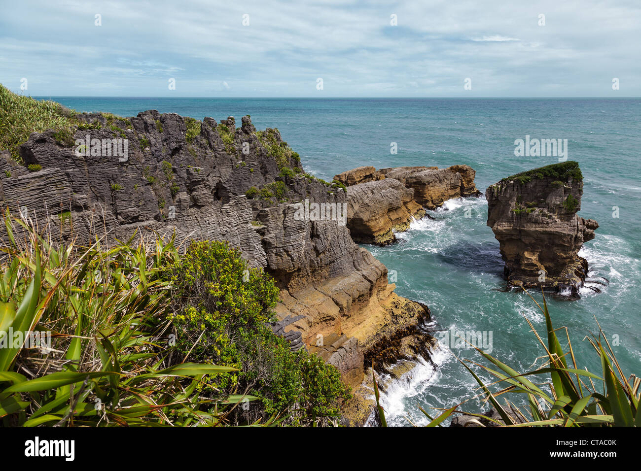Pancake rocce vicino Punakaiki Foto Stock
