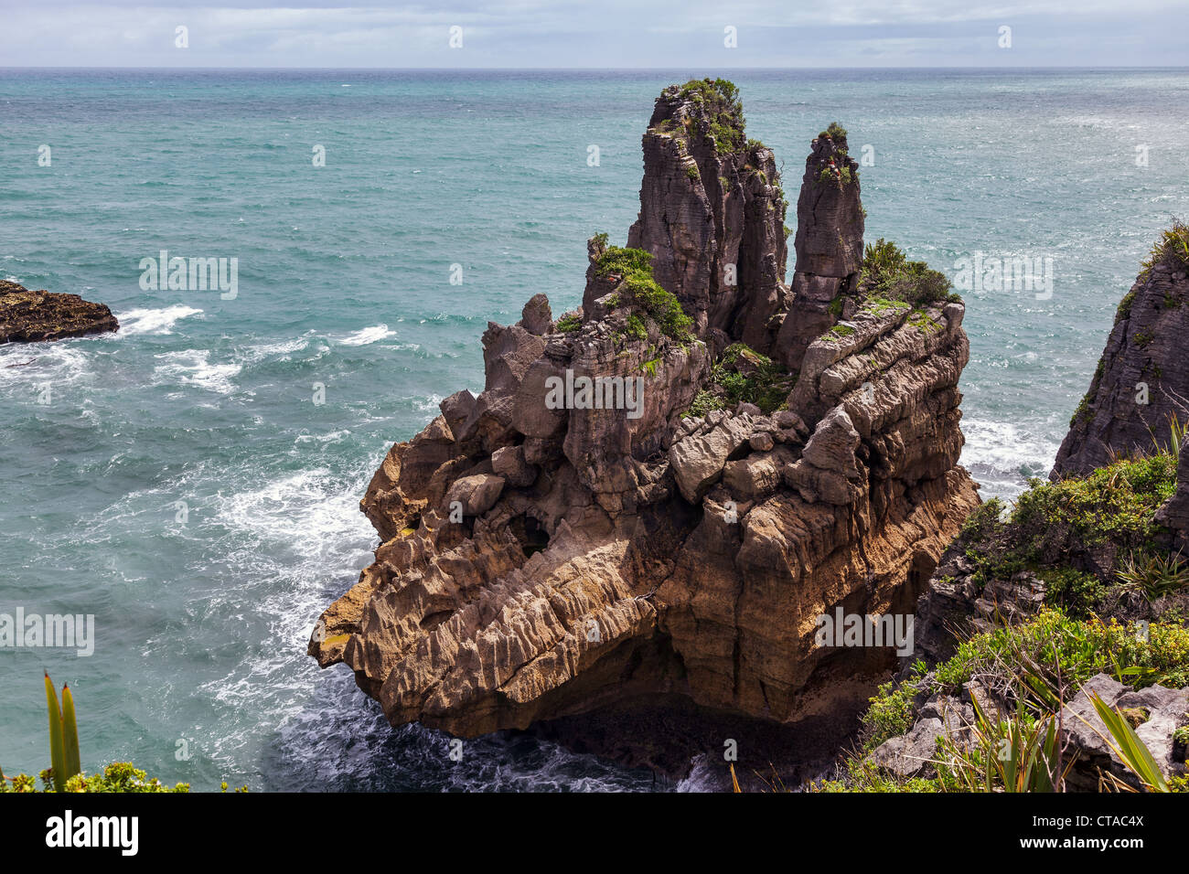 Pancake rocce vicino Punakaiki Foto Stock