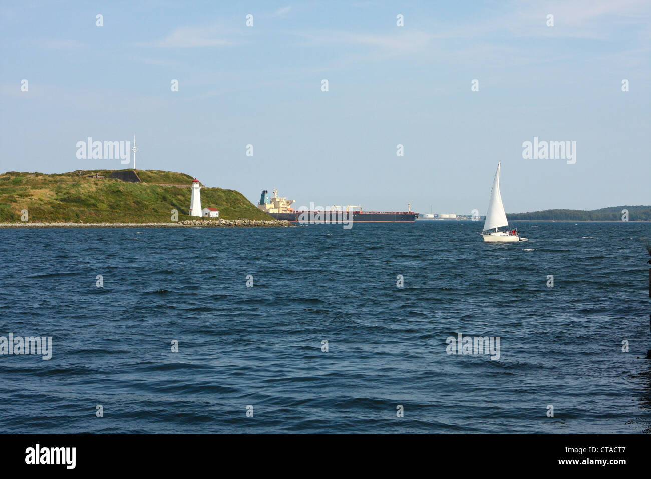 Halifax, Nova Scotia, George's Island & Faro. Sito storico nazionale. Foto Stock