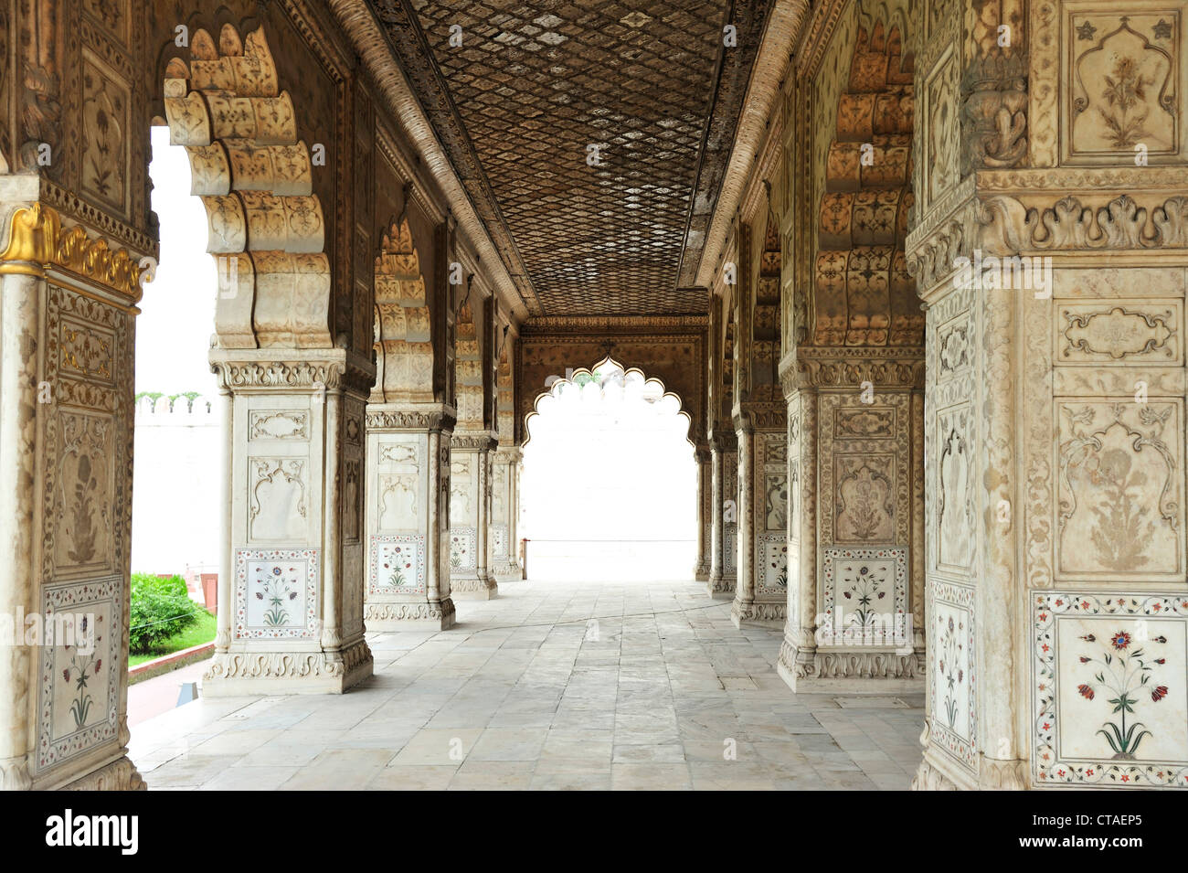 Sala di marmo, Red Fort UNSECO, Sito del Patrimonio Mondiale, Vecchia Delhi, Delhi, India Foto Stock