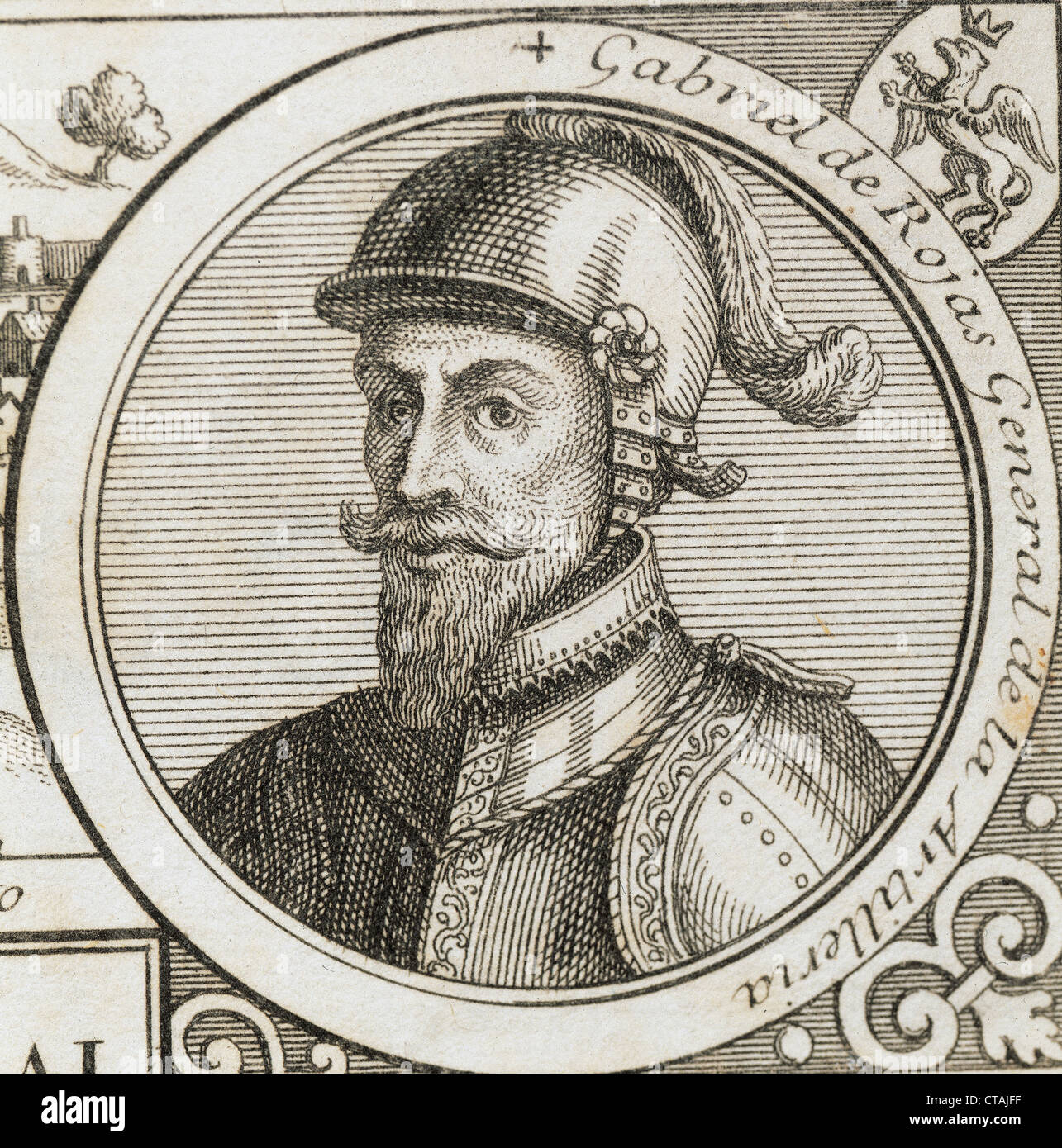 Gabriel de Rojas Cordova (c.1480-1549). Conquistatore spagnolo. Incisione. Foto Stock