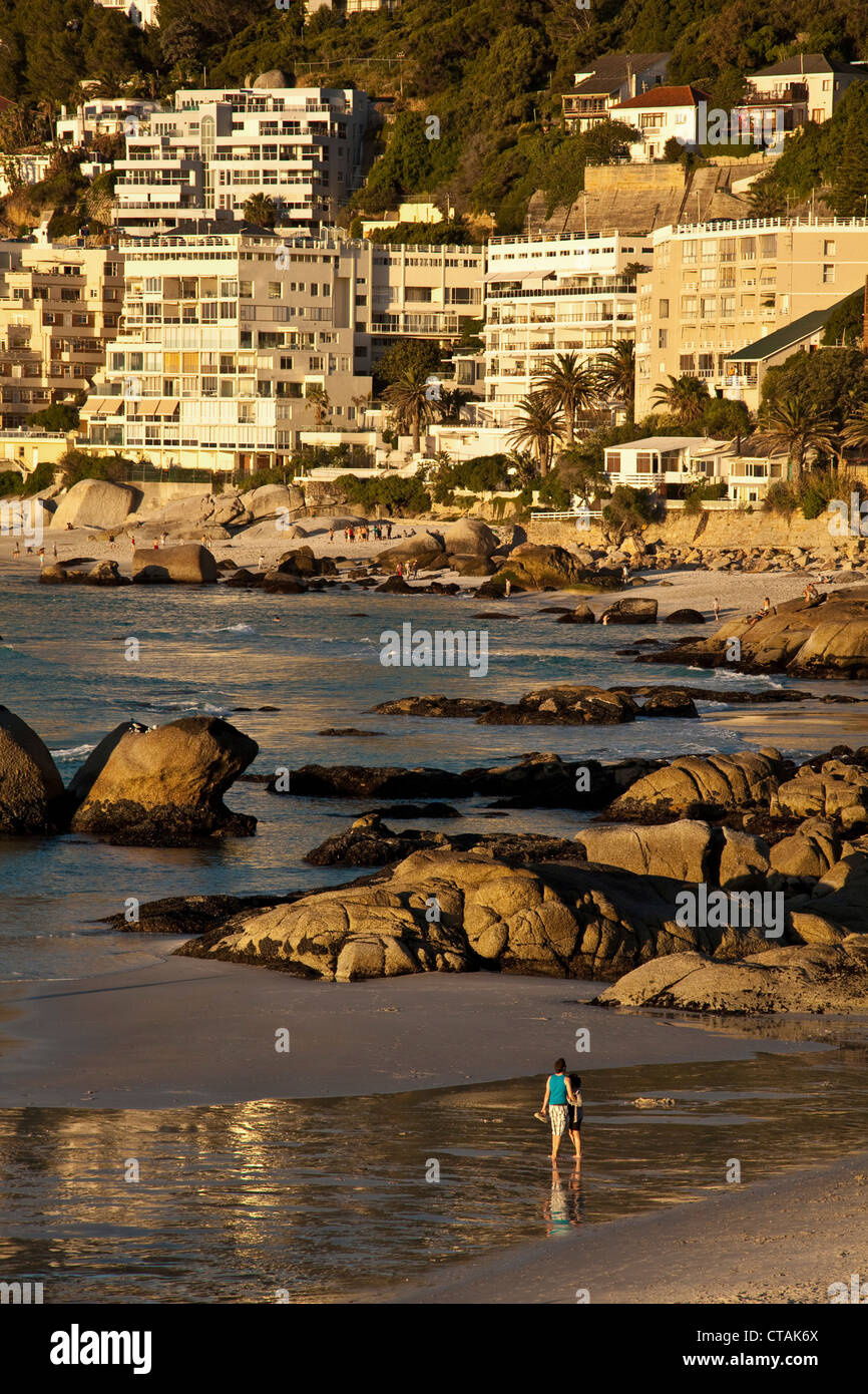 La Spiaggia di Clifton e al tramonto, Cape Town, Western Cape, Sud Africa Foto Stock