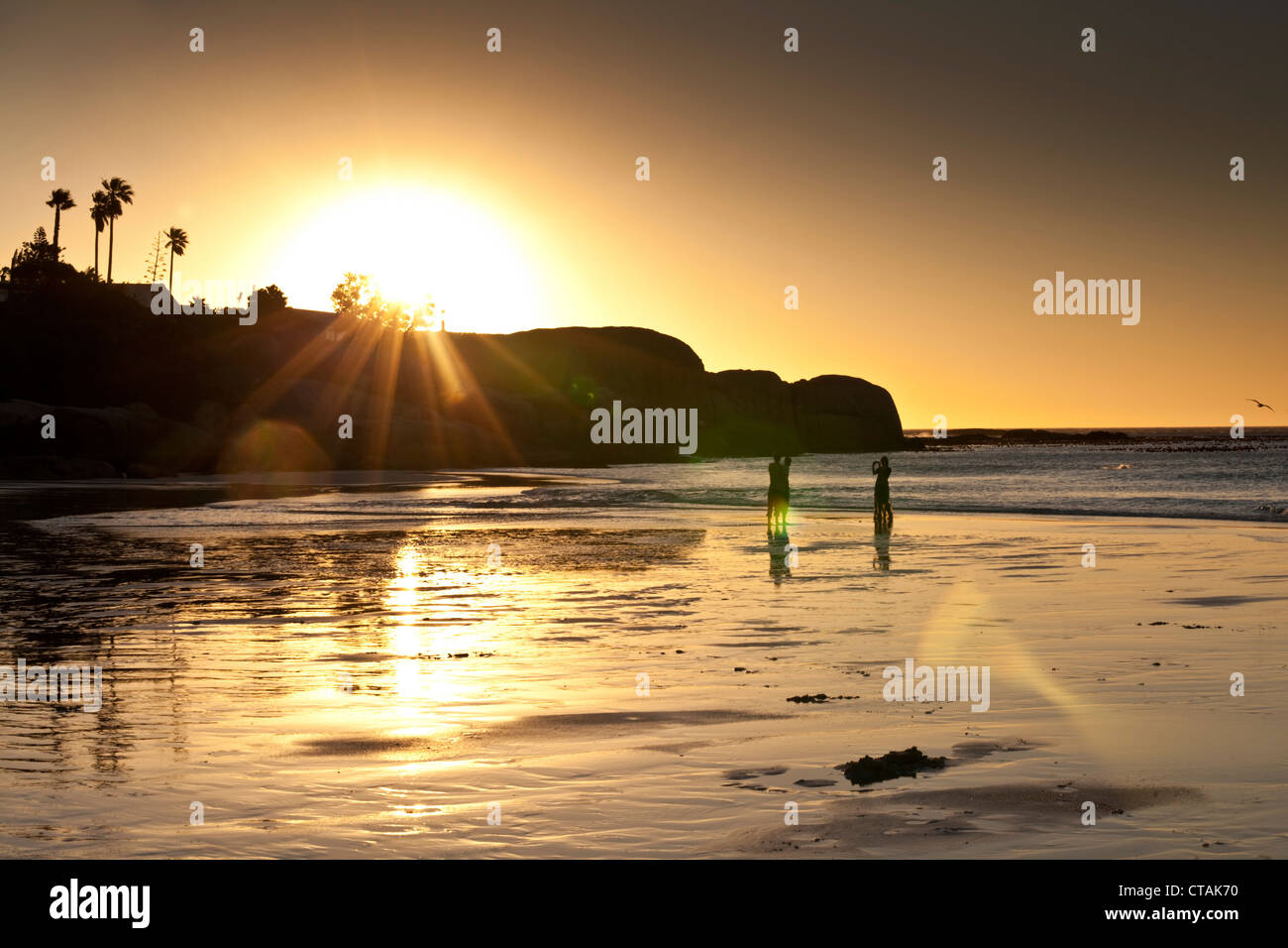 Clifton Beach a sun-set, Cape Town, Western Cape, Sud Africa, RSA, Africa Foto Stock
