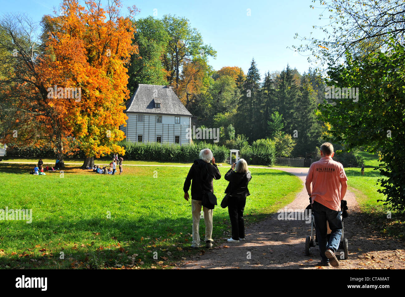 Garden Casa di Goethe in Ilm Park, Weimar, Turingia, Germania Foto Stock