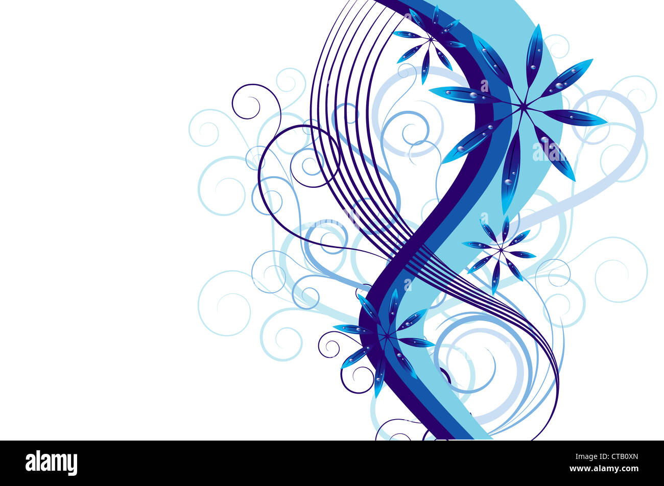 Il vettore con motivi floreali blu illustrazione Foto Stock