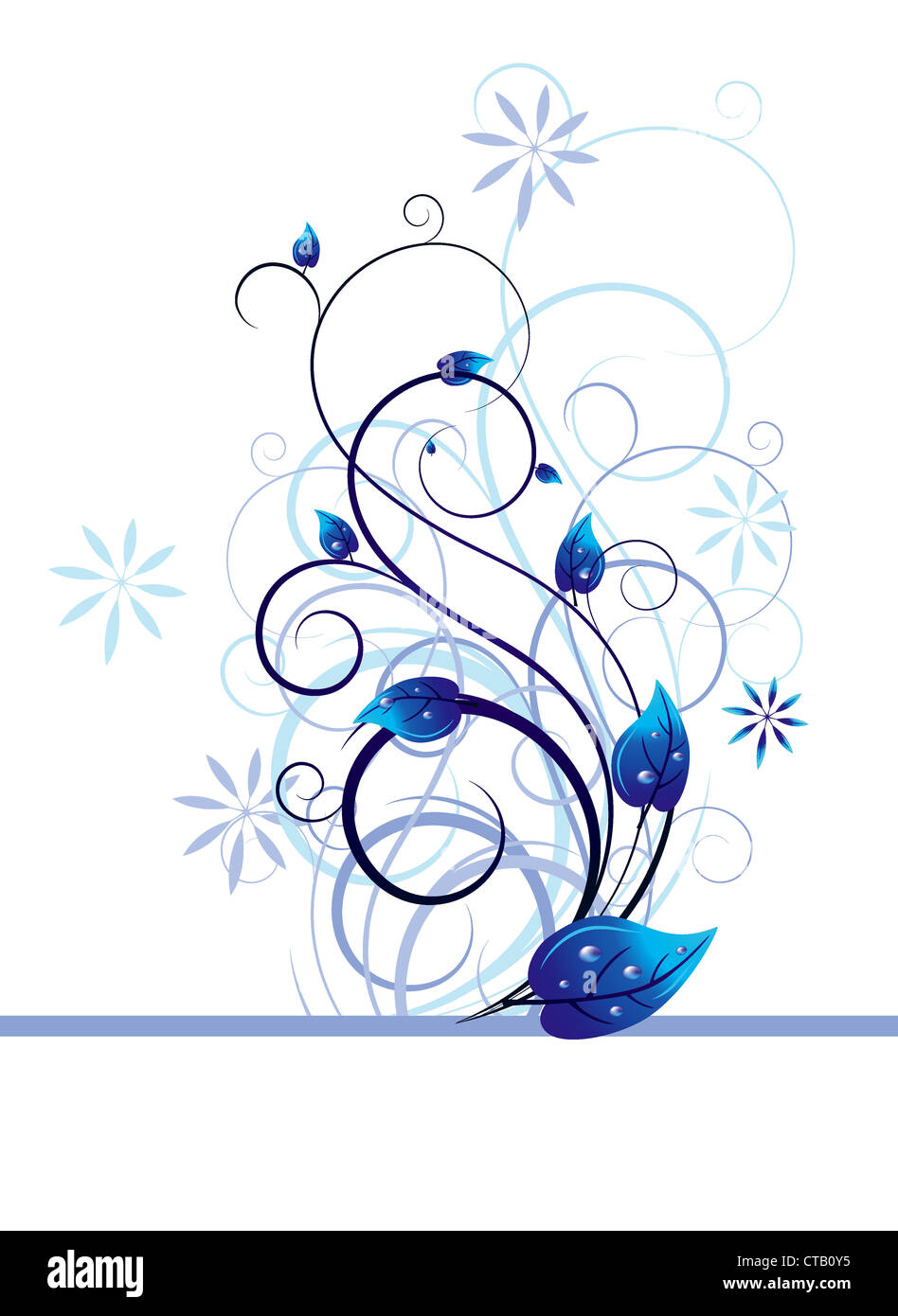 Il vettore con motivi floreali blu illustrazione Foto Stock