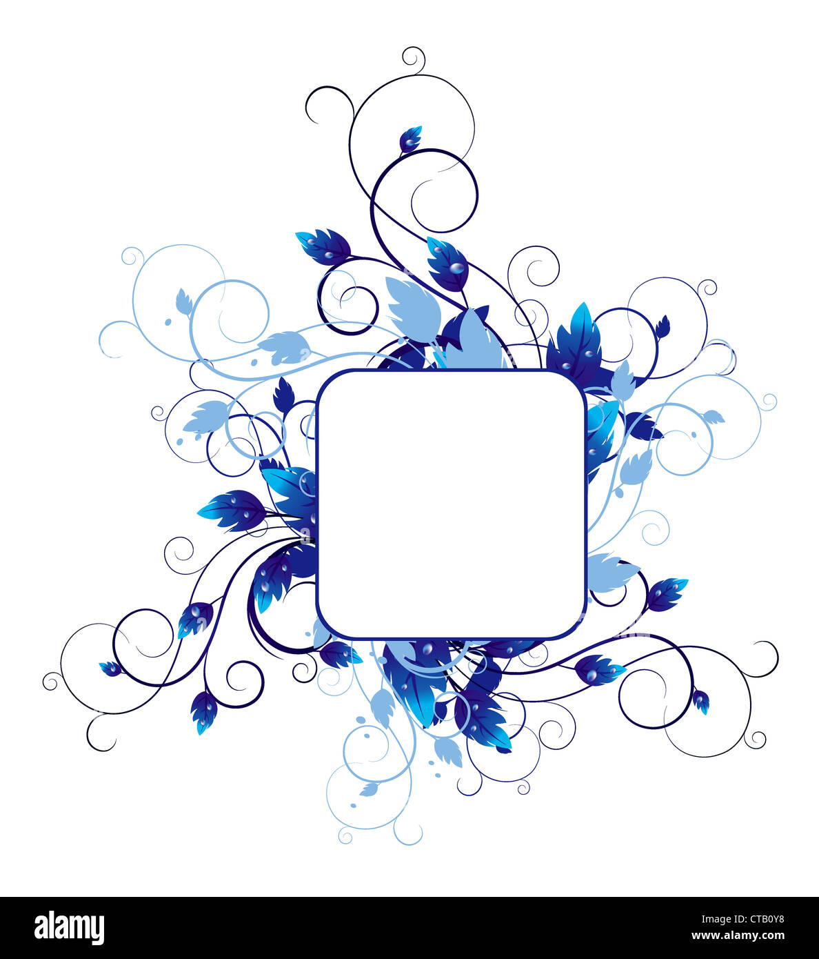 Il vettore con motivi floreali blu illustrazione Foto Stock