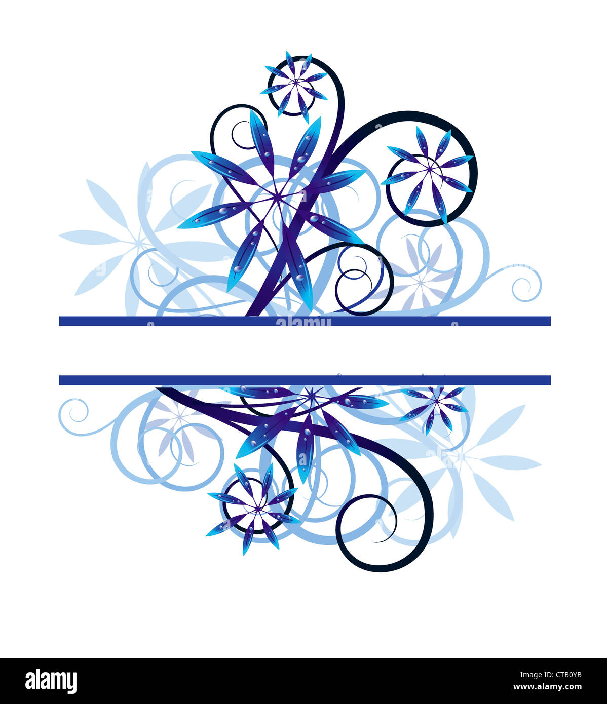 Il vettore con motivi floreali blu illustrazione Foto Stock
