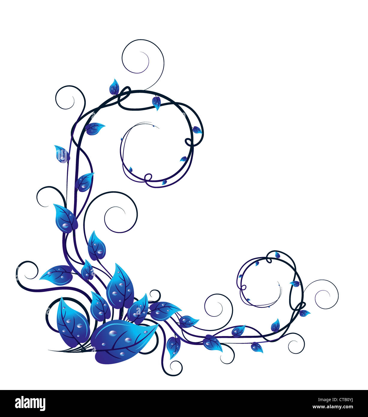 Il vettore con motivi floreali blu illustrazione Foto Stock