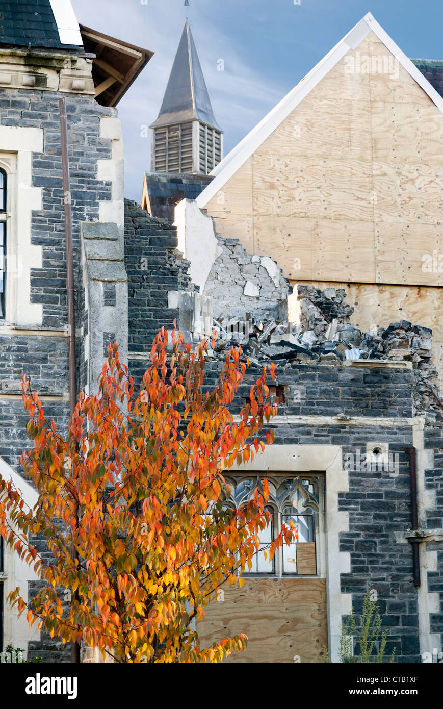 Post-quake Christchurch, Nuova Zelanda - danni generali appena al di fuori della Red Zone Foto Stock