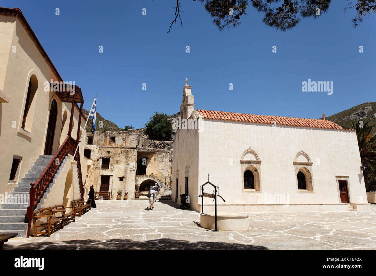 Monastero di Preveli, Finikas, Prefettura di Rethimno, Creta, Grecia Foto Stock