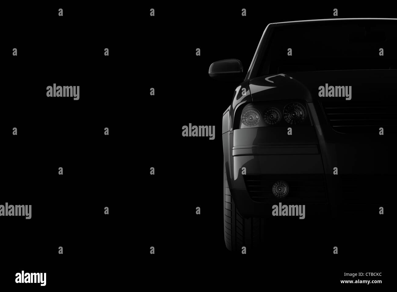 3d auto silhouette su sfondo nero Foto Stock