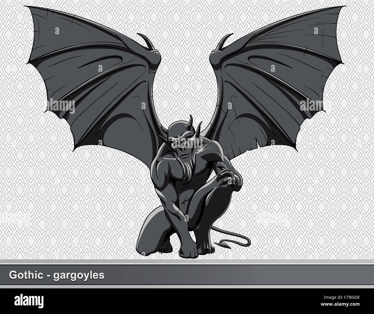 Gargoyle gotico illustrazione vettoriale Foto Stock