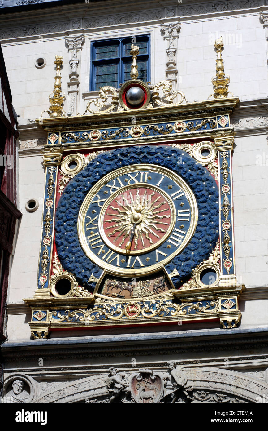 Gros Horloge, Rouen, Normandia, Francia Foto Stock