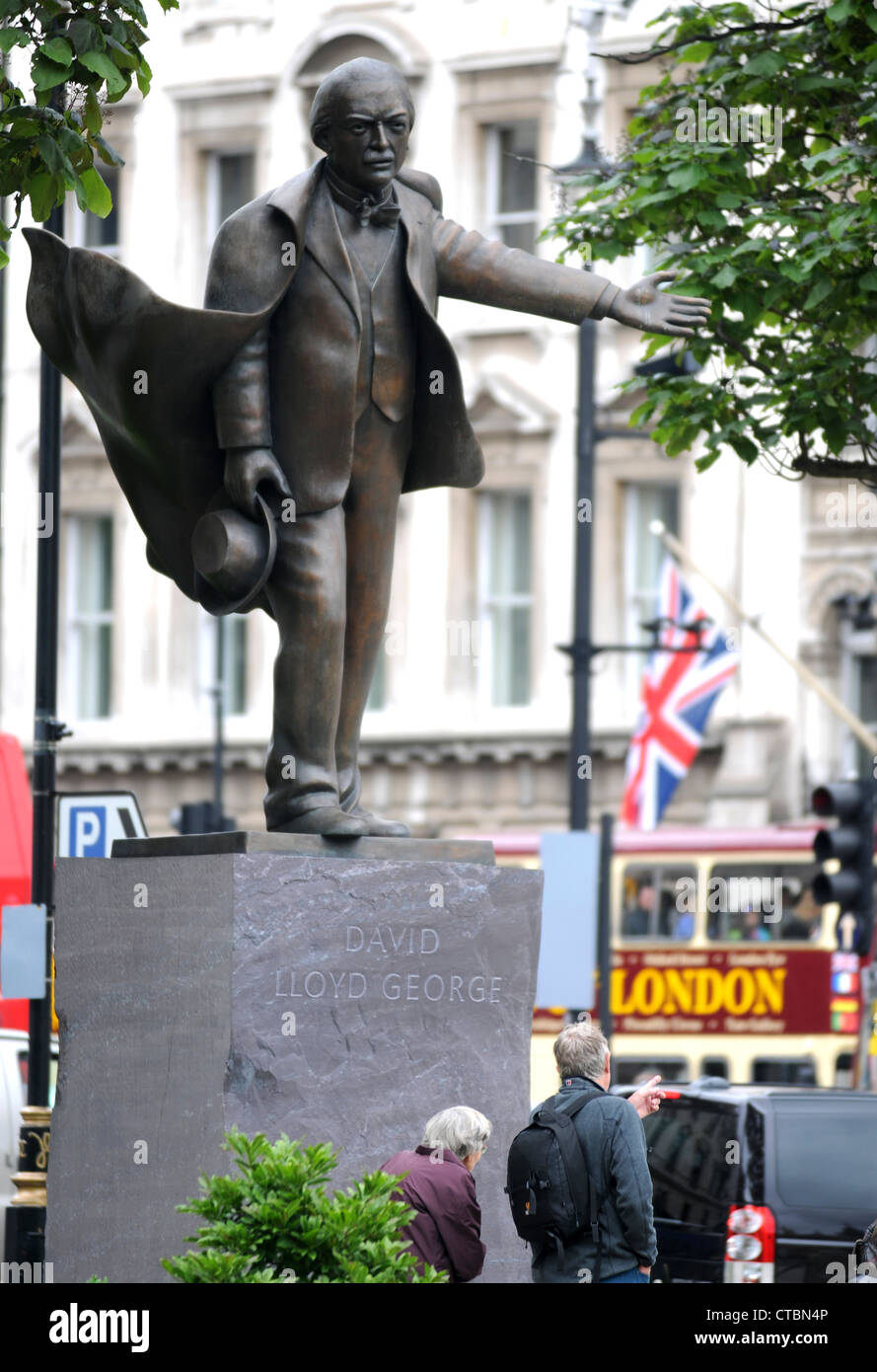 David Lloyd George statua, Primo Ministro David Lloyd George, Londra, Gran Bretagna, Regno Unito Foto Stock