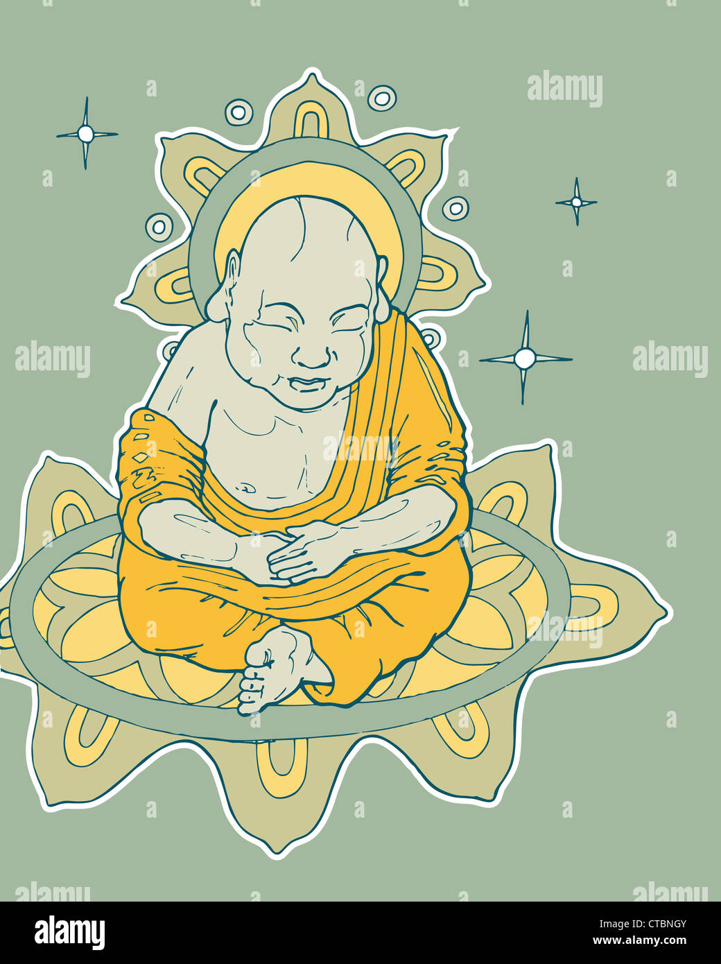 Disegnata a mano il buddha. Foto Stock