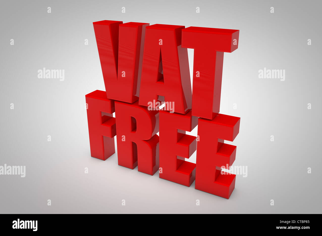 Iva gratis ad alta risoluzione 3D graphic in rosso, contro un pulito ambiente di studio. Ideale per la vendita al dettaglio di materiale promozionale Foto Stock