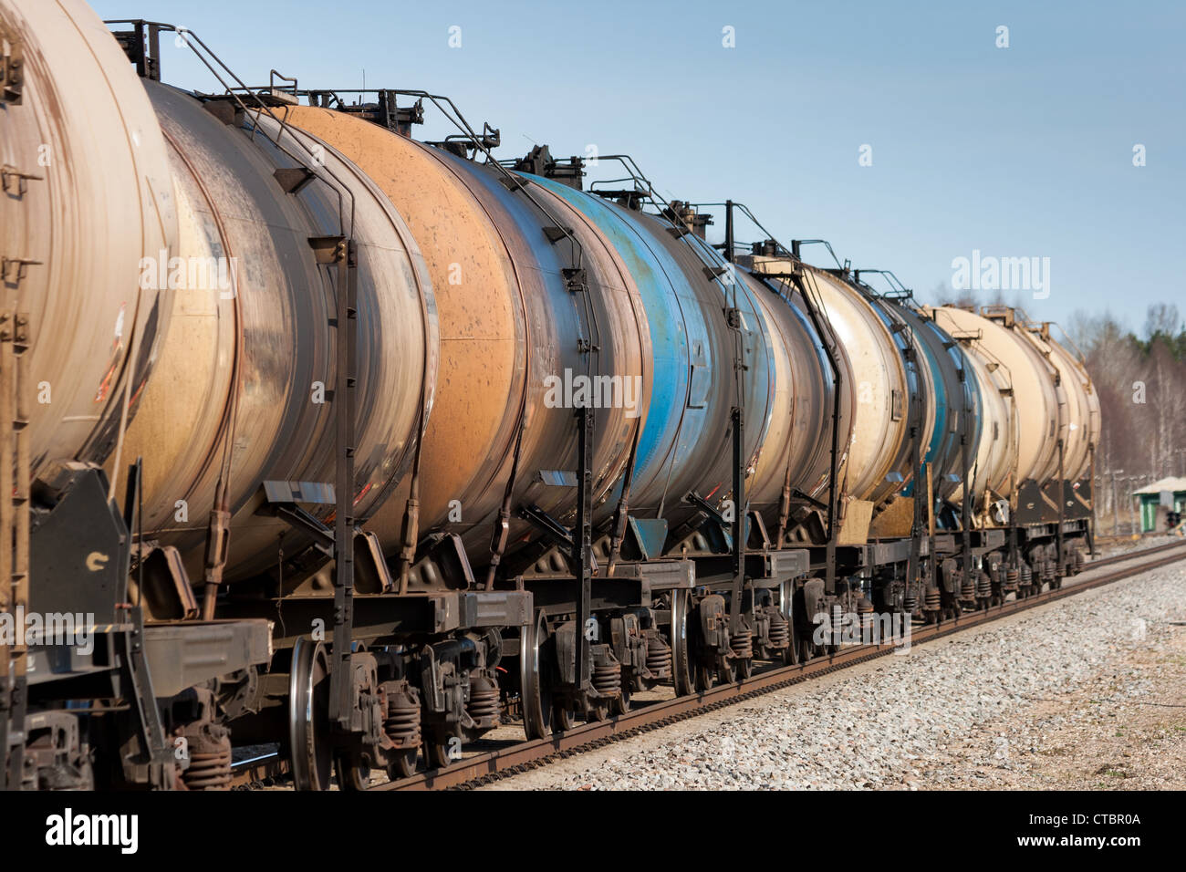 Olio combustibile o il trasporto in cisterne per ferrovia Foto Stock