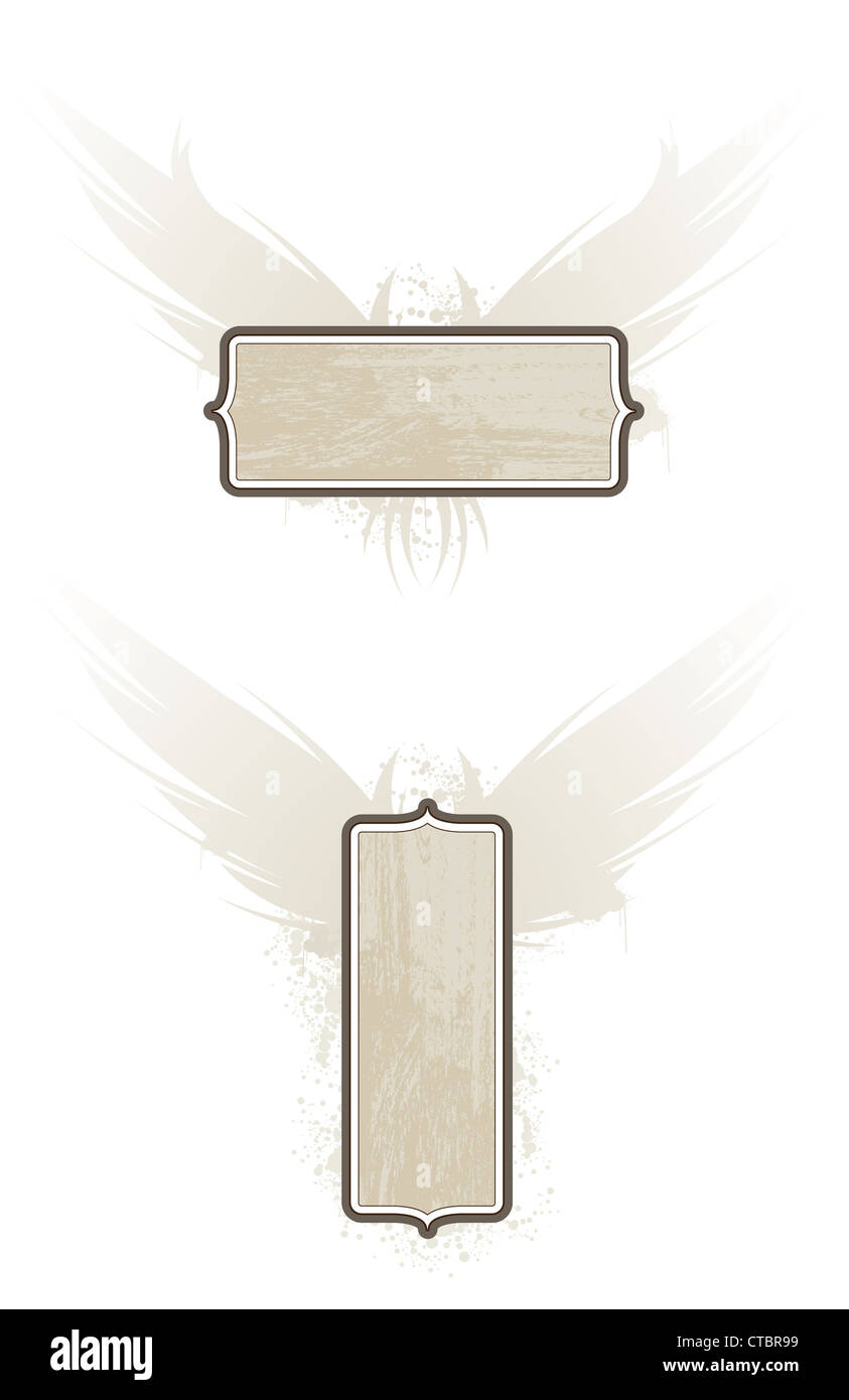 Due placche di grana di legno con le ali. Elementi separati. Foto Stock