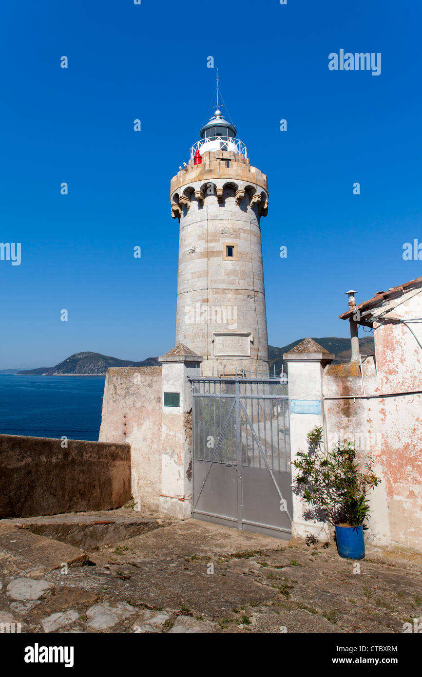 L'antico faro di Forte Stella di Portoferraio, Isola d'Elba, Italia. Foto Stock