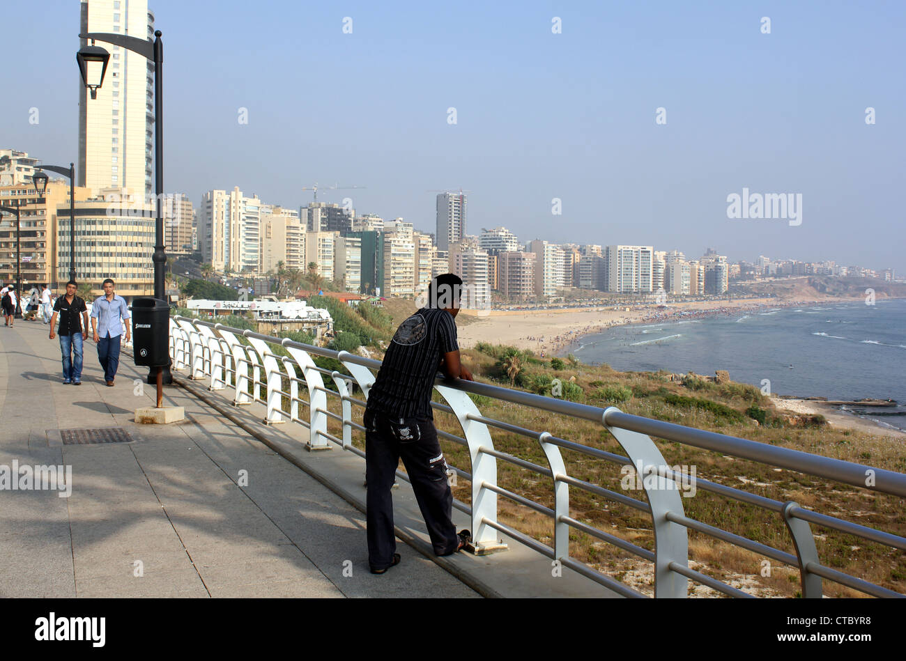 Beirut corniche, la spiaggia e il lungomare, Libano Foto Stock