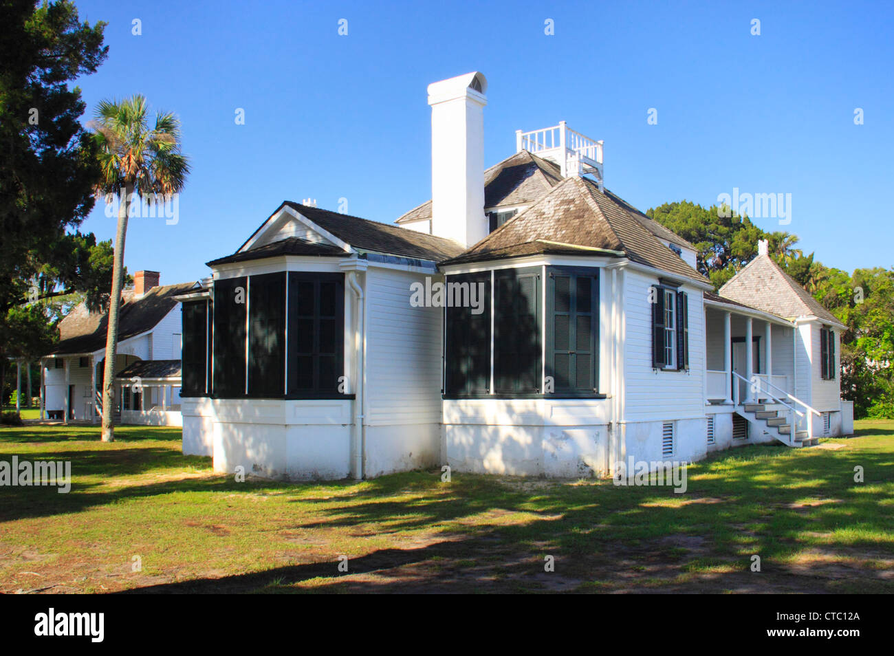 PLANTATION HOUSE, KINGSLEY PLANTATION, IL TIMUCUAN preservare, Fort George Island, Jacksonville, Florida, Stati Uniti d'America Foto Stock