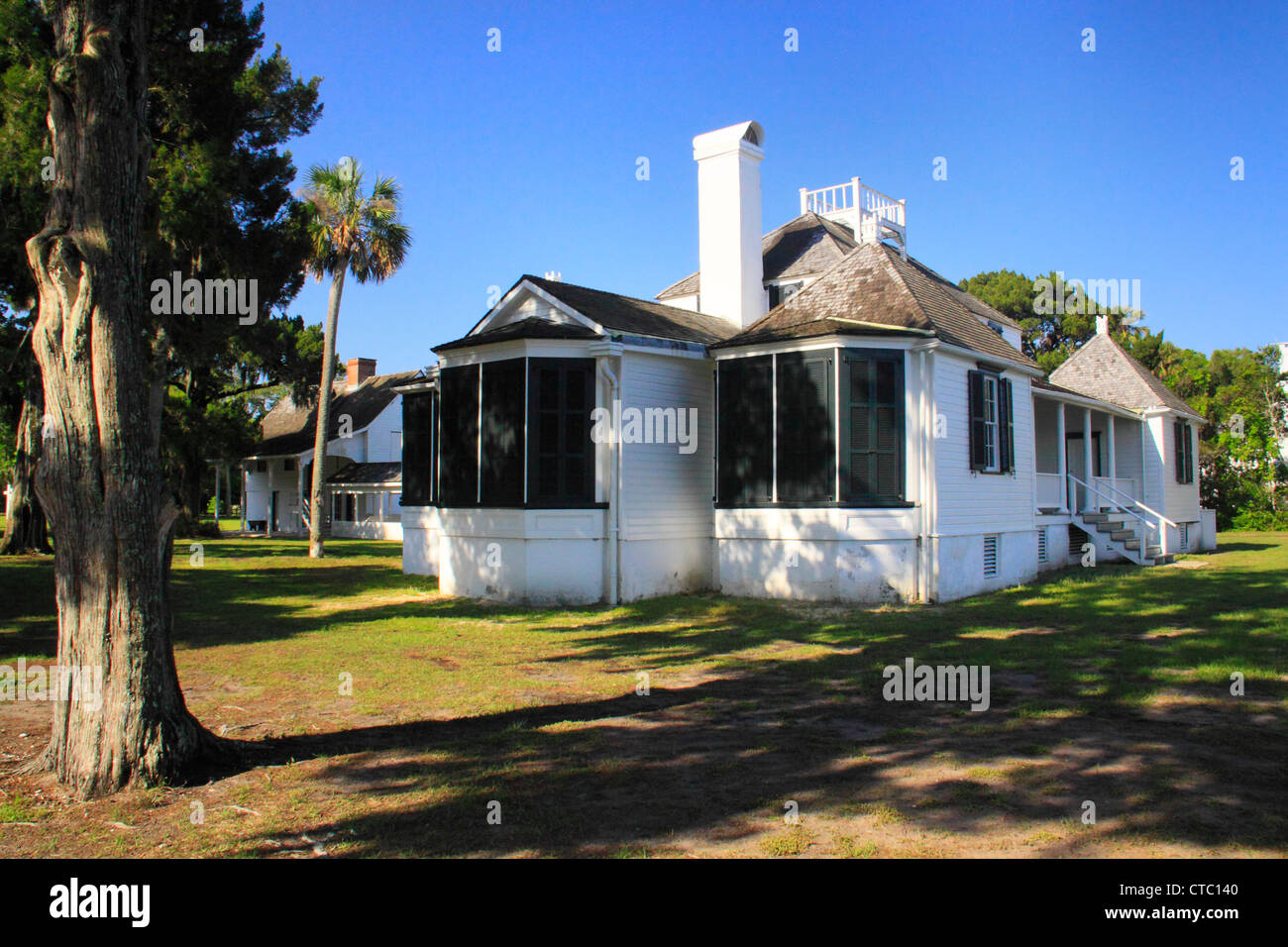 PLANTATION HOUSE, KINGSLEY PLANTATION, IL TIMUCUAN preservare, Fort George Island, Jacksonville, Florida, Stati Uniti d'America Foto Stock