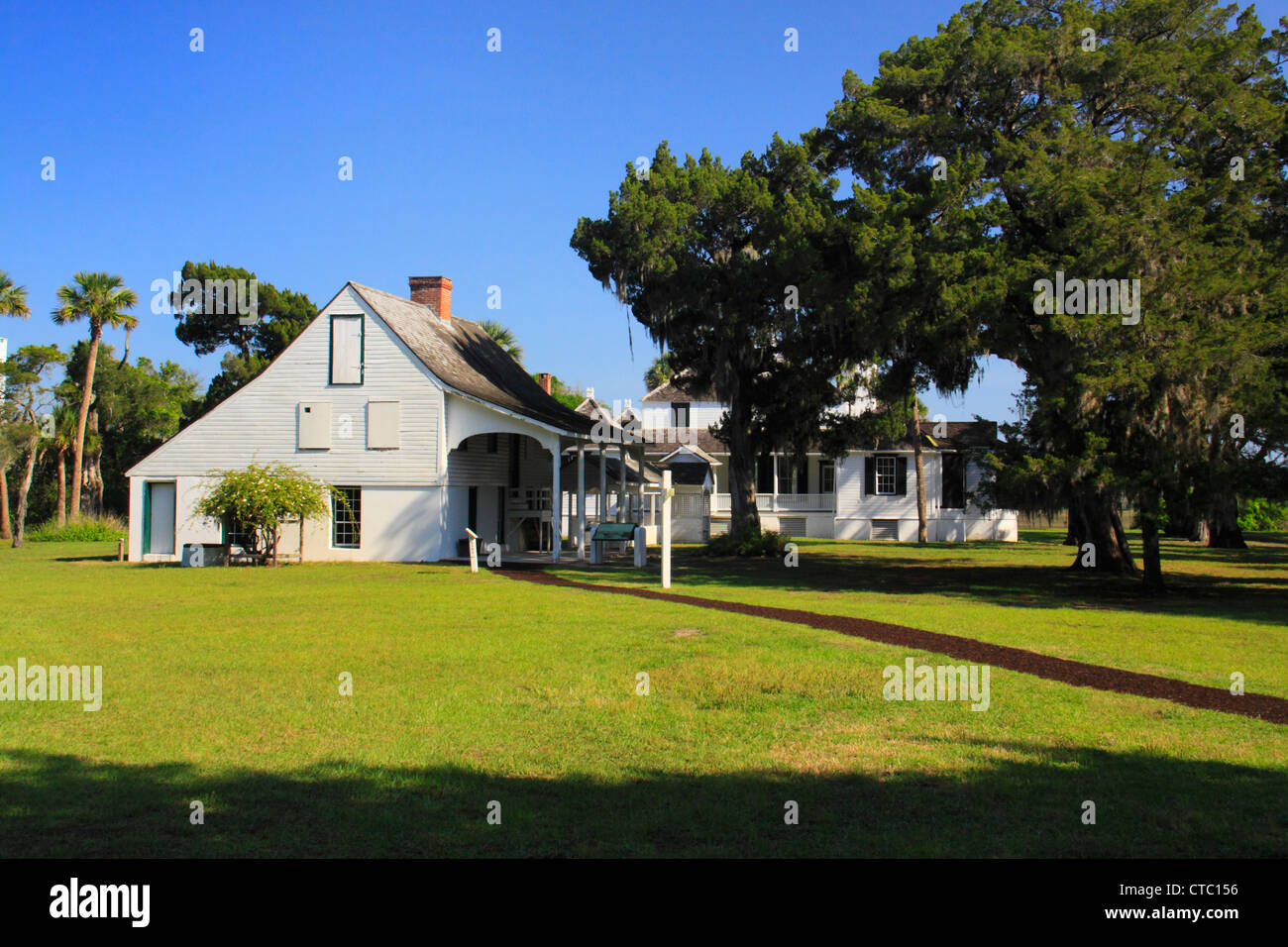 PLANTATION HOUSE, KINGSLEY PLANTATION, IL TIMUCUAN preservare, Fort George Island, Jacksonville, Florida, Stati Uniti d'America Foto Stock