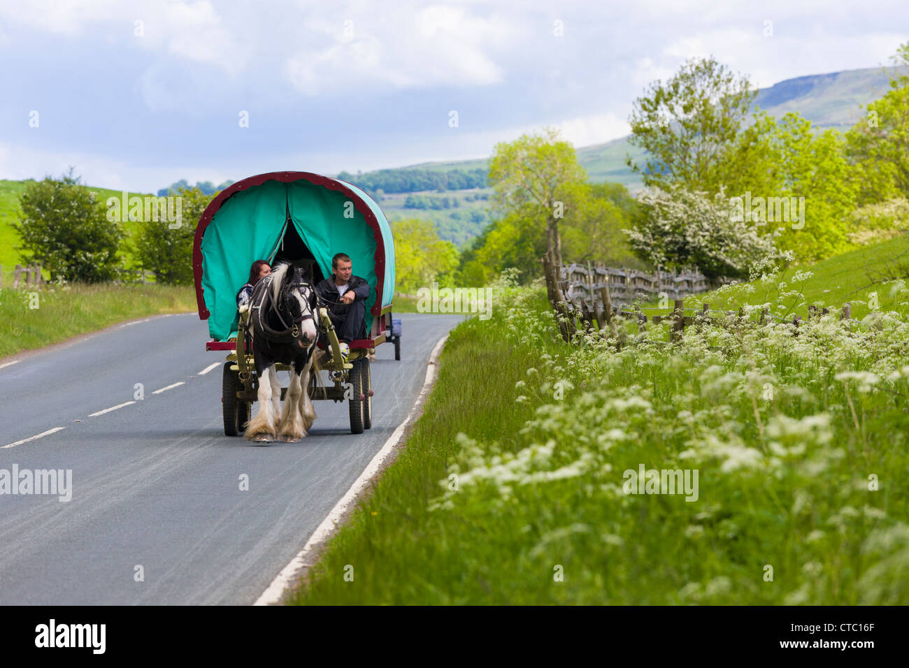 Gypsy Caravan, Wharfedale, Yorkshire Foto Stock